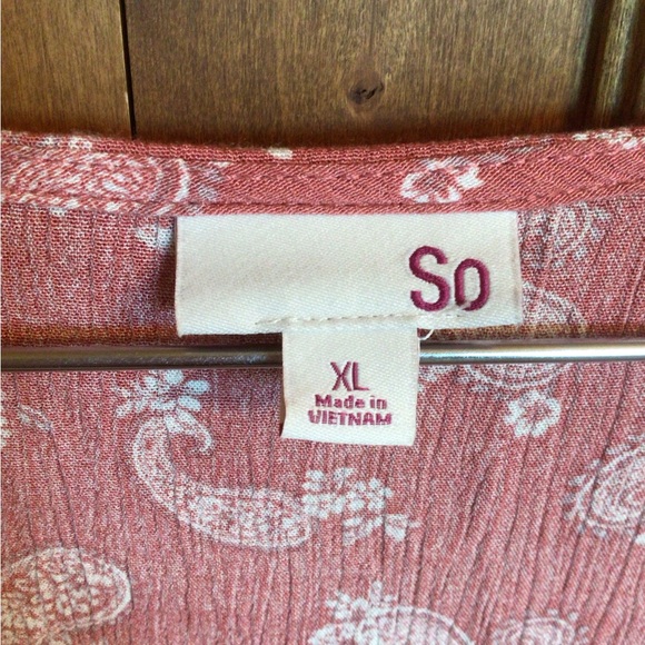 SO XL paisley print twist front women’s short sleeve Rayon blouse - Picture 2 of 6